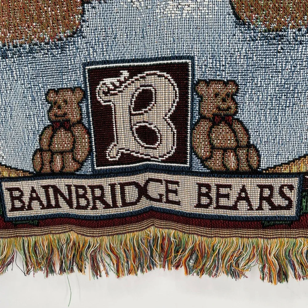 Vintage American Weavers Red Bainbridge Bears Christmas Throw Blanket 50X60